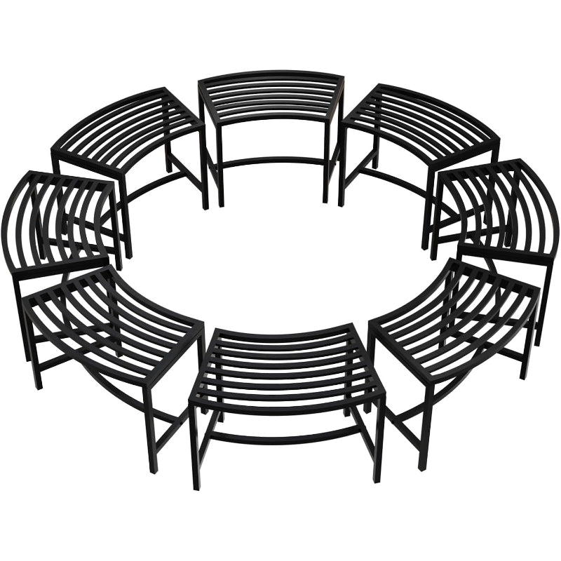 Outdoor Metal Curved Fire Pit Benches Set‑8
