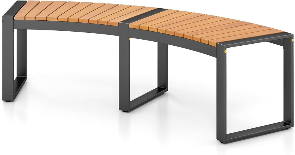 Oil‑Painted Acacia Curved Fire Pit Bench