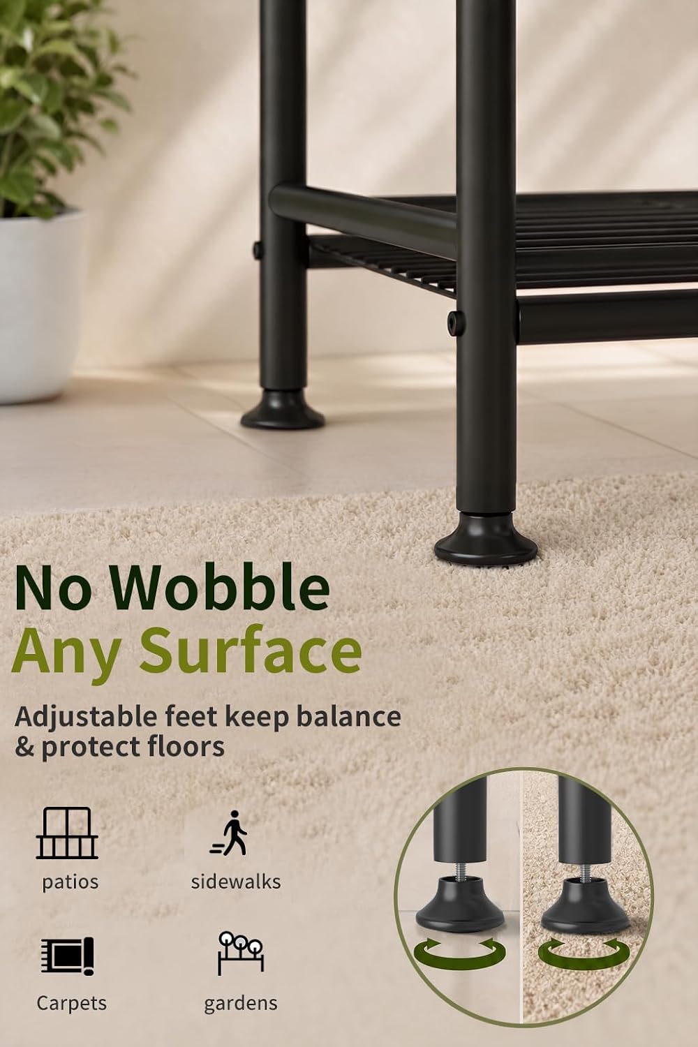 Black 5‑Tier Tall Metal Plant Stand