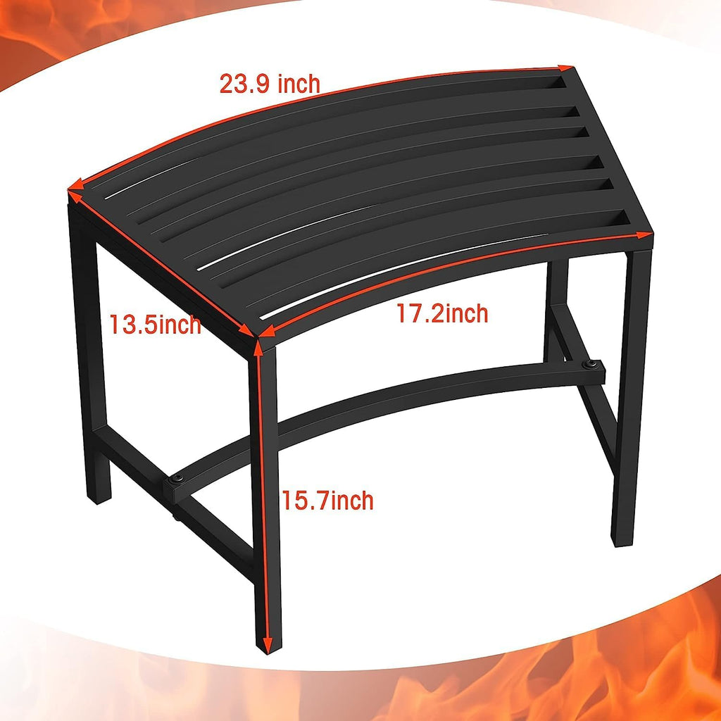 Metal Curved Fire Pit Bench Set‑4