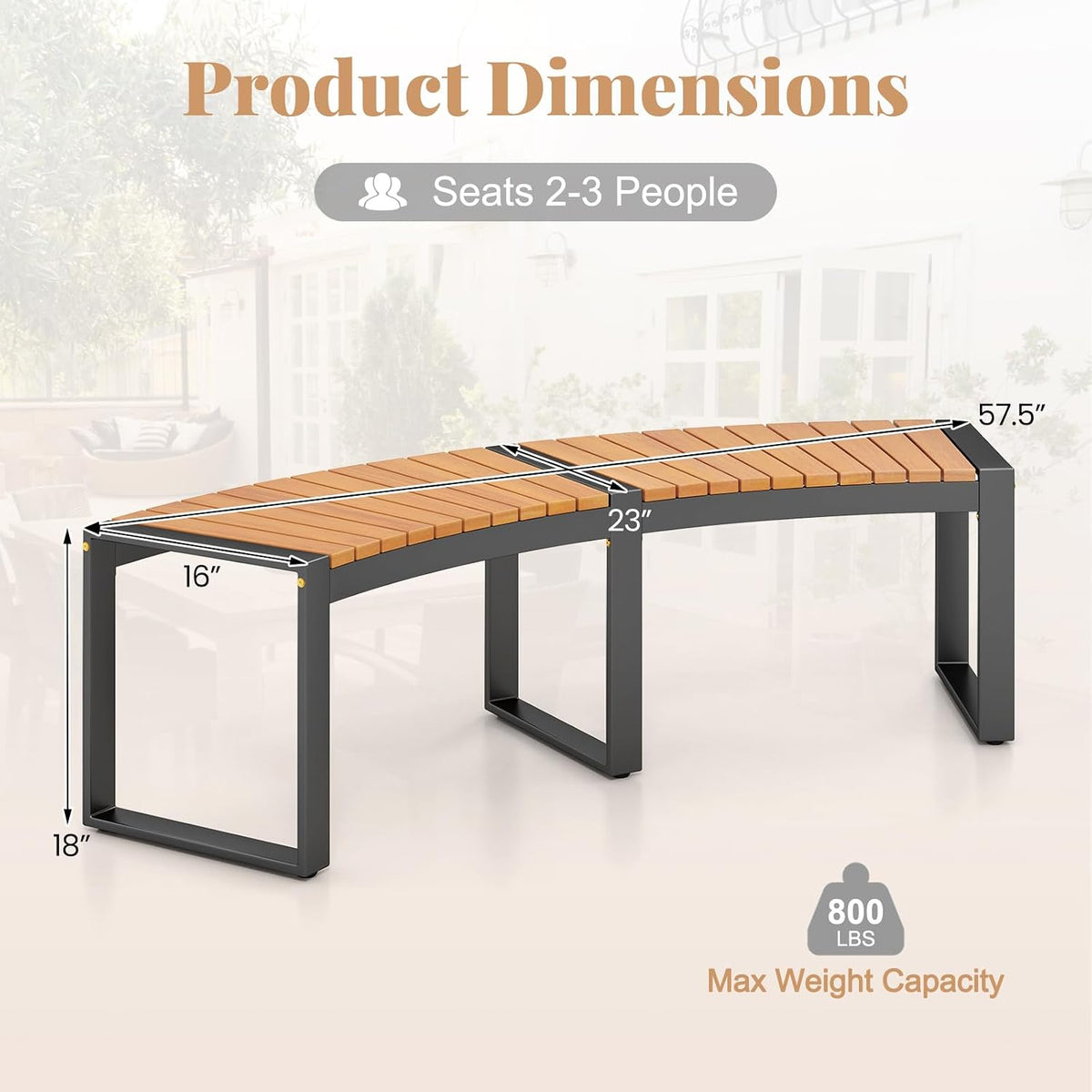 Oil‑Painted Acacia Curved Fire Pit Bench