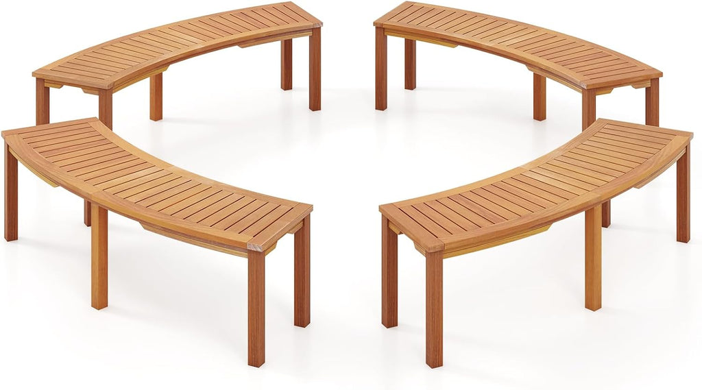 Wood Curved Fire Pit Bench