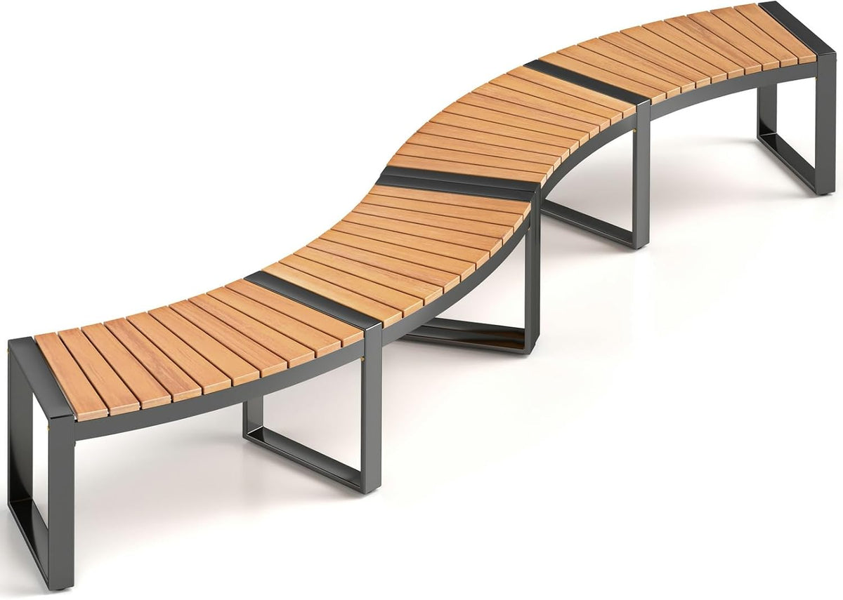Oil‑Painted Acacia Curved Fire Pit Bench