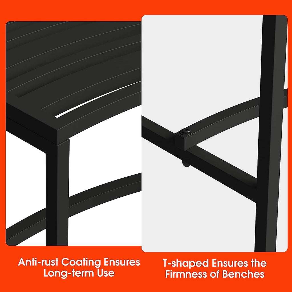 Metal Curved Fire Pit Bench Set‑4