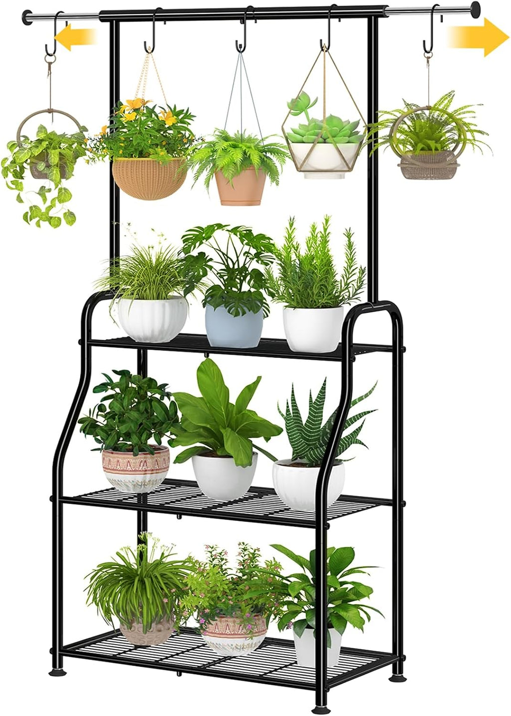 Black 3‑Tier Metal Hanging Plant Stand