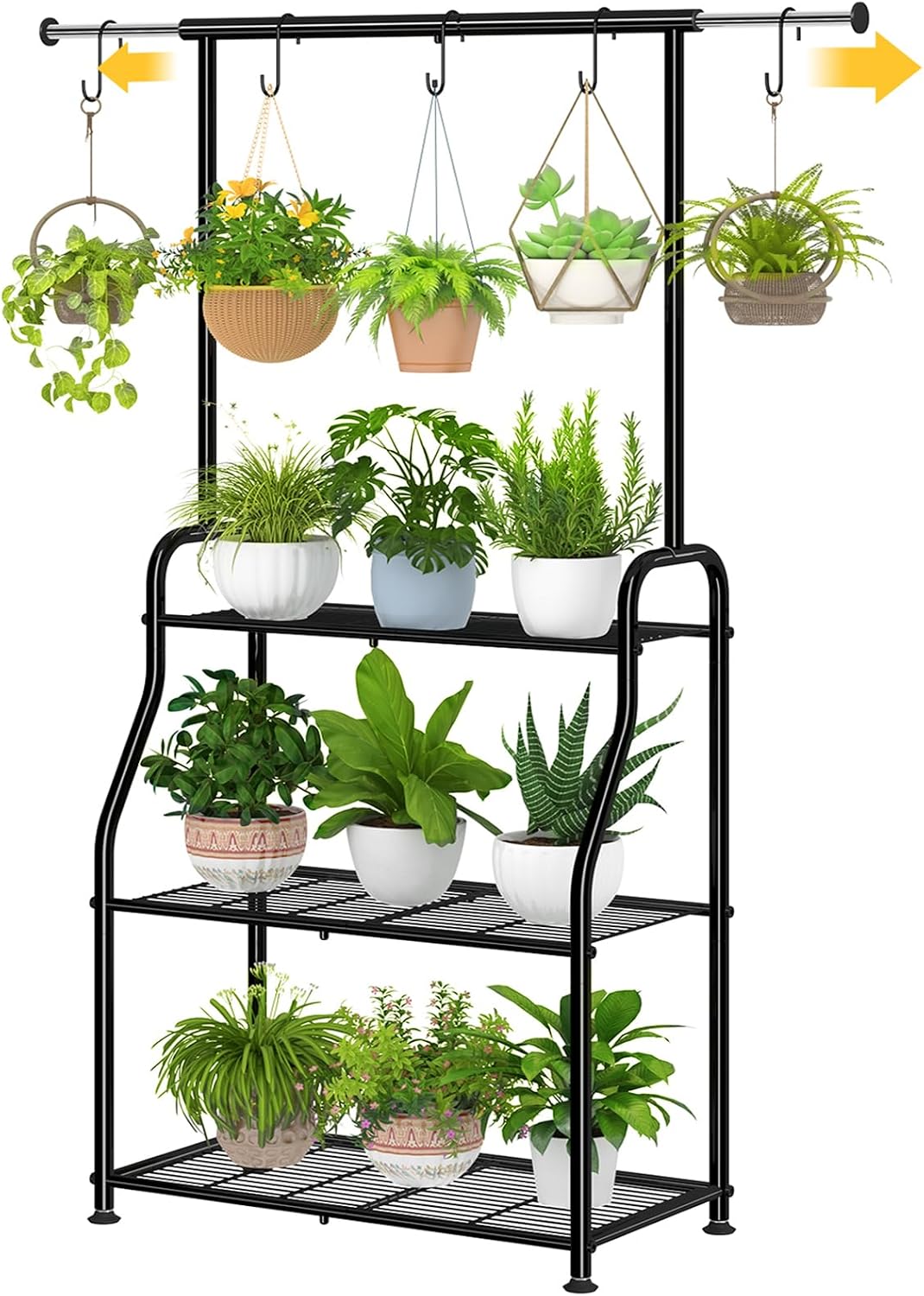 Black 3‑Tier Metal Hanging Plant Stand