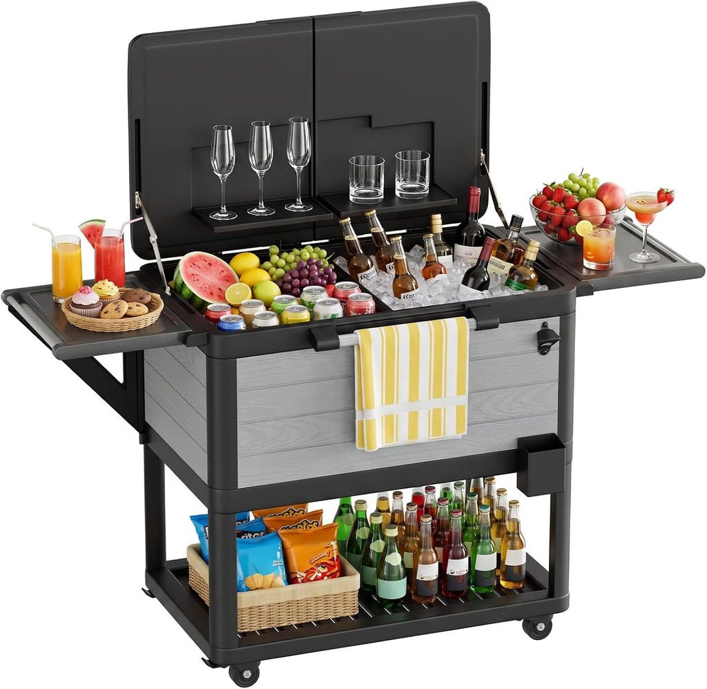 104 Quart Rolling Outdoor Cooler Cart
