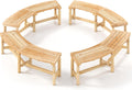 Natural Solid Wood Curved Fire Pit Bench Set‑4