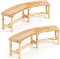 Natural Solid Wood Curved Fire Pit Bench