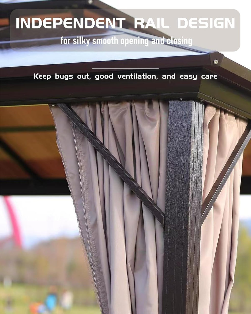 10'x10' Hardtop Gazebo With Netting & Curtains