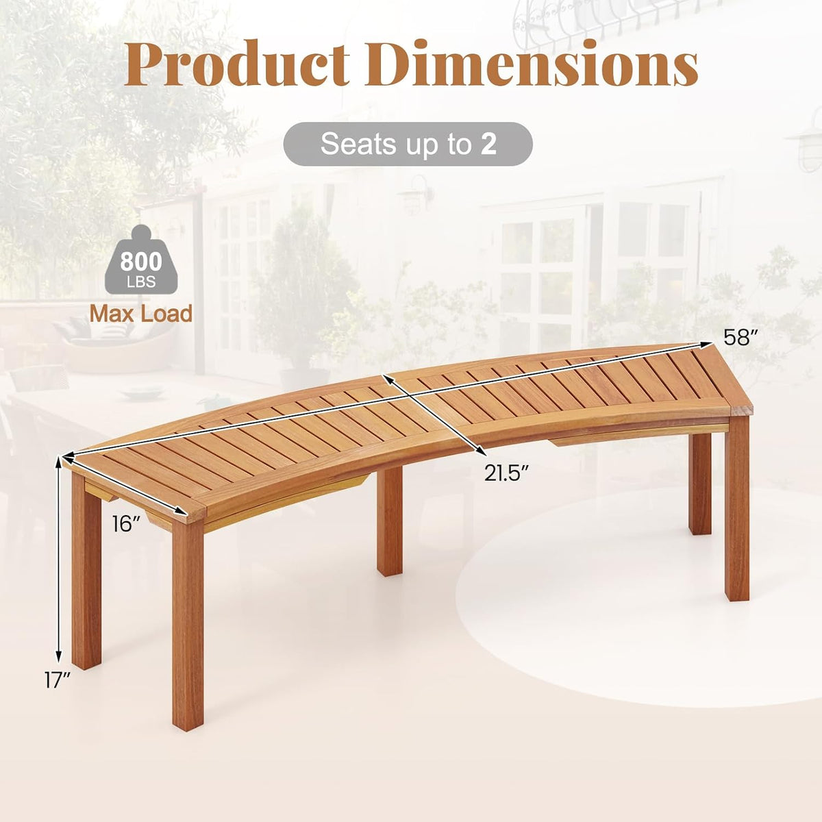 Wood Curved Fire Pit Bench