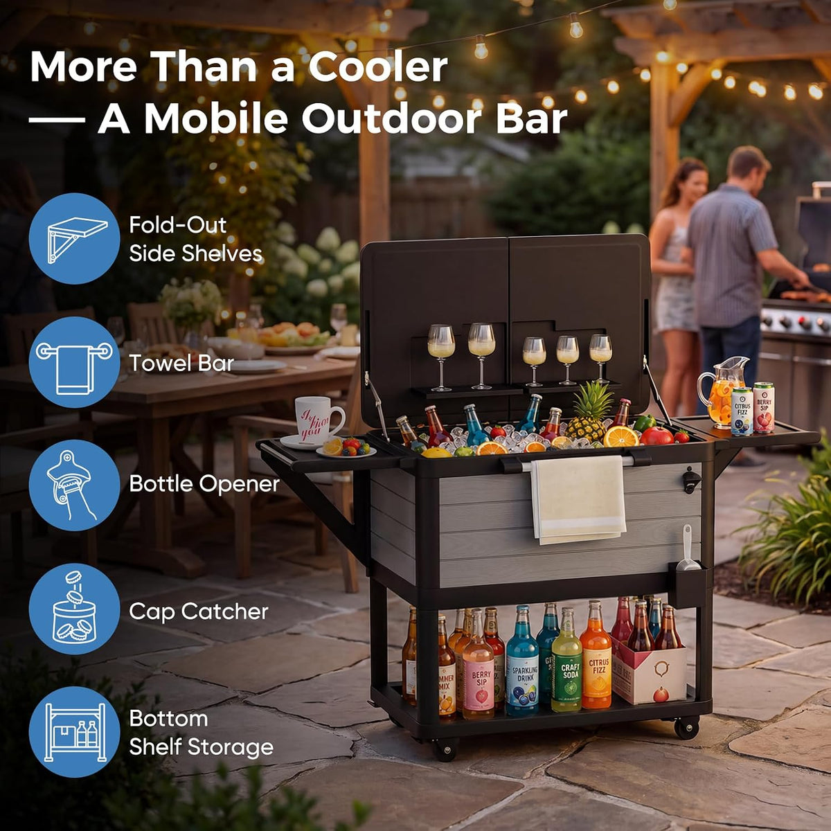 104 Quart Rolling Outdoor Cooler Cart