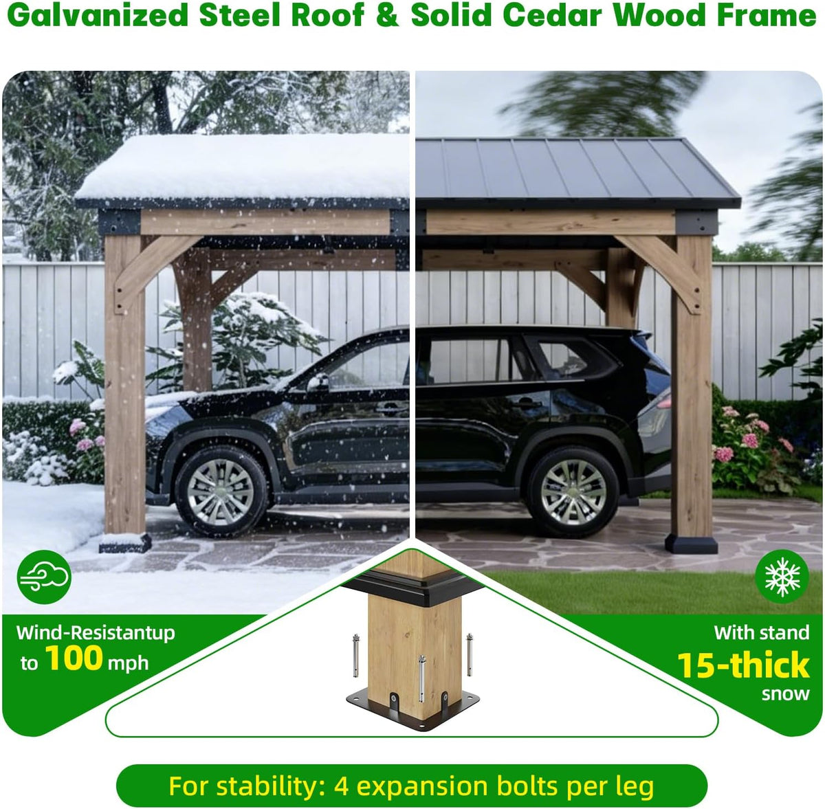 10'x12' Cedar Wood Hardtop Gazebo