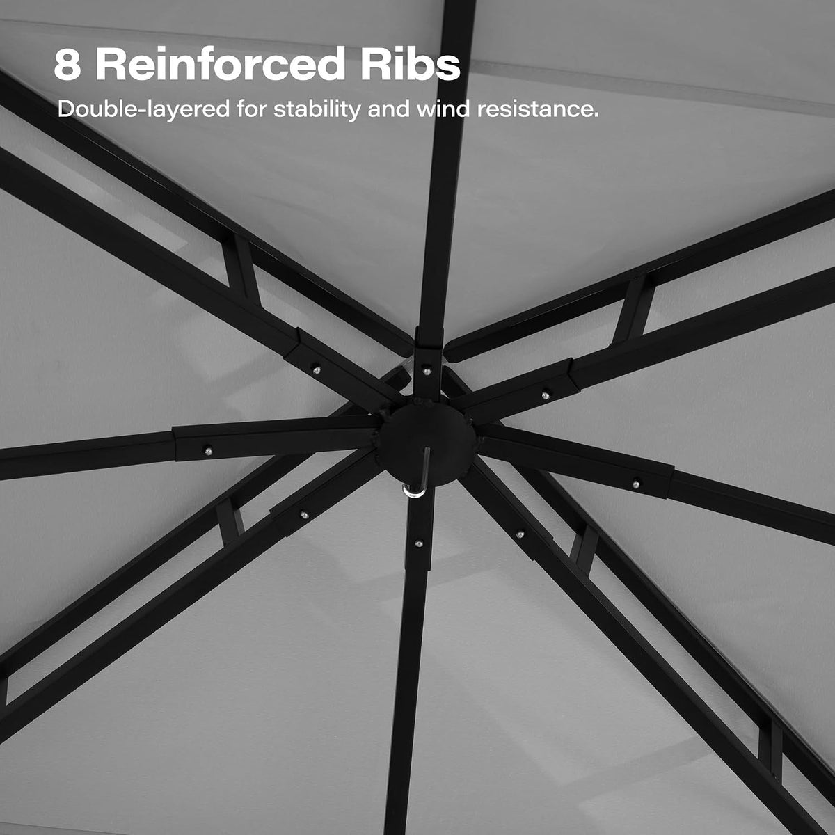 Gray 13'x11' Steel Double‑Tier Roof Gazebo