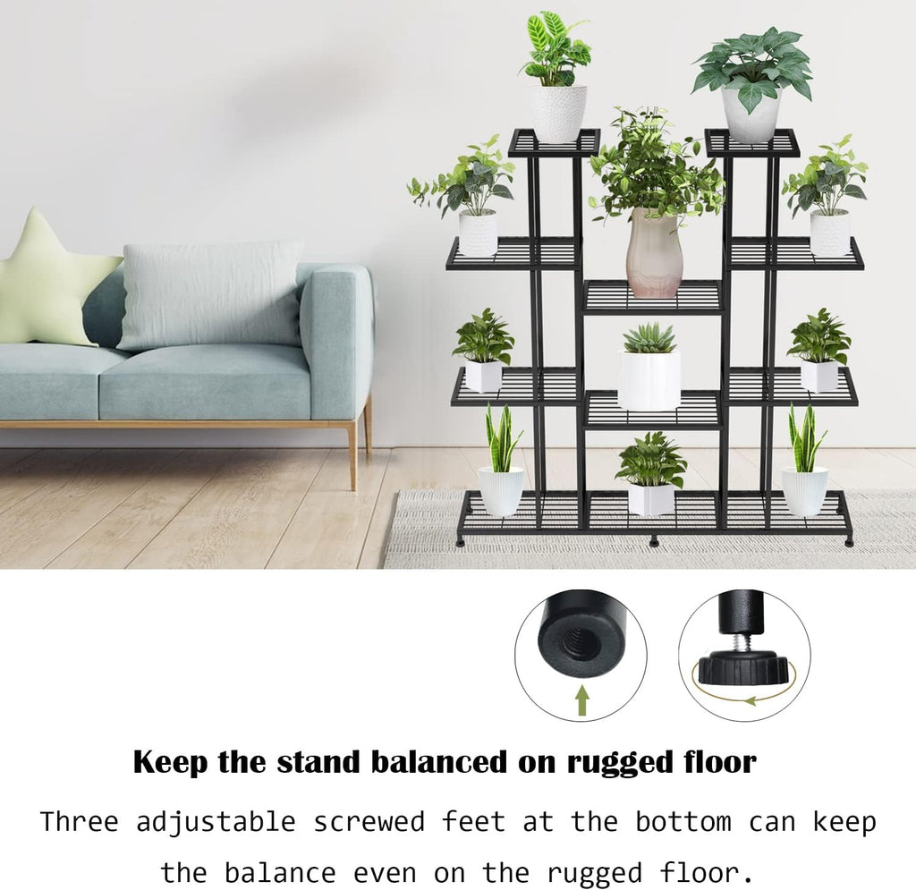 Black 9‑Tier Metal Plant Stand