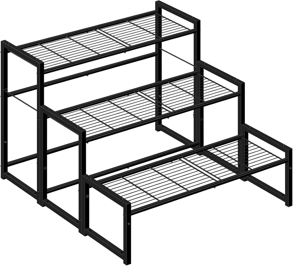 Black 3‑Tier Stackable Metal Plant Stand