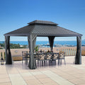 12'x16' Hardtop Gazebo With Netting & Curtains