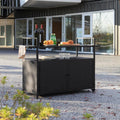Black Wicker Rolling Outdoor Bar Cart
