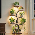 Brown 8‑Tier Corner Plant Stand With Grow Light