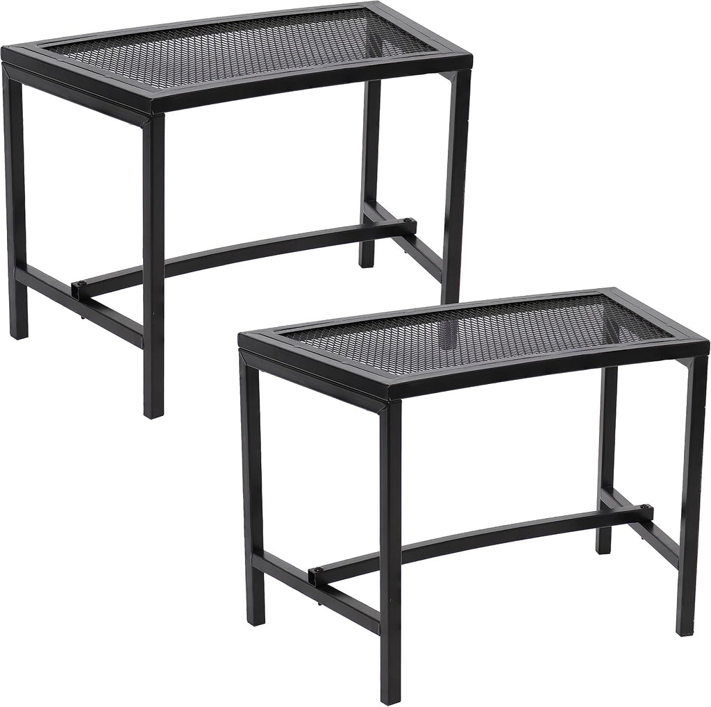 Black Metal Mesh Curved Fire Pit Bench Set‑2