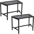 Black Metal Mesh Curved Fire Pit Bench Set‑2