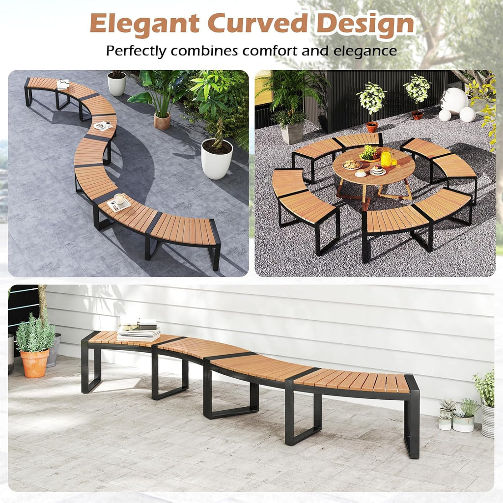 Oil‑Painted Acacia Curved Fire Pit Bench
