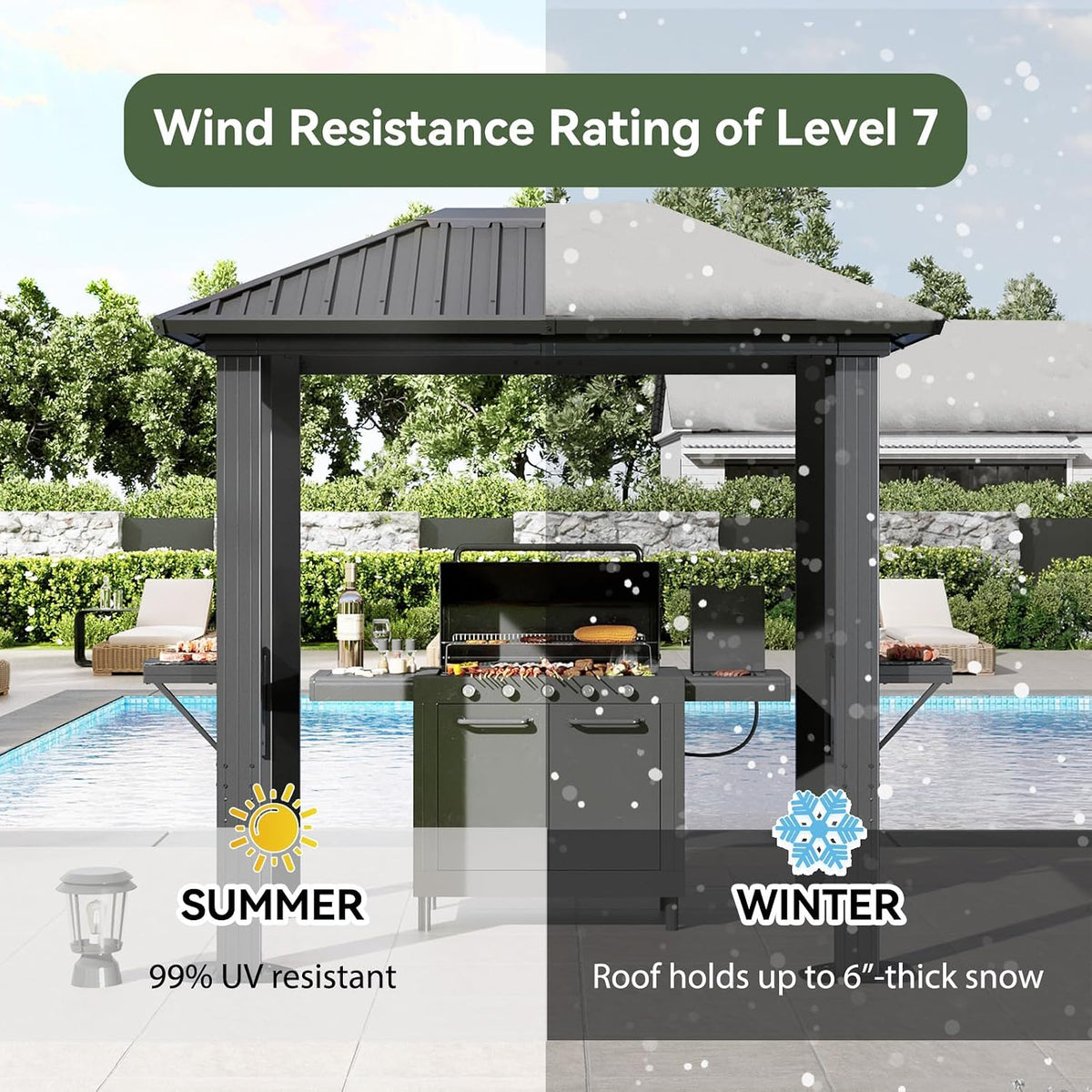 Gray 5'x8' Hardtop Grill Gazebo