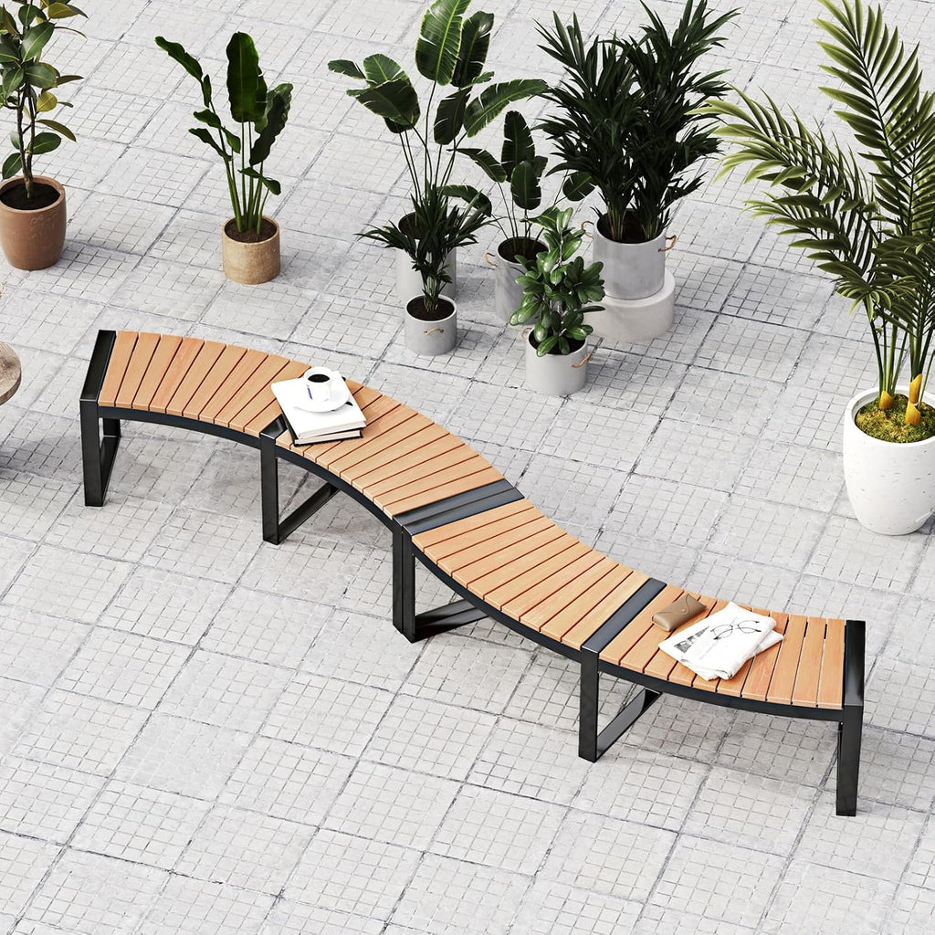 Oil‑Painted Acacia Curved Fire Pit Bench