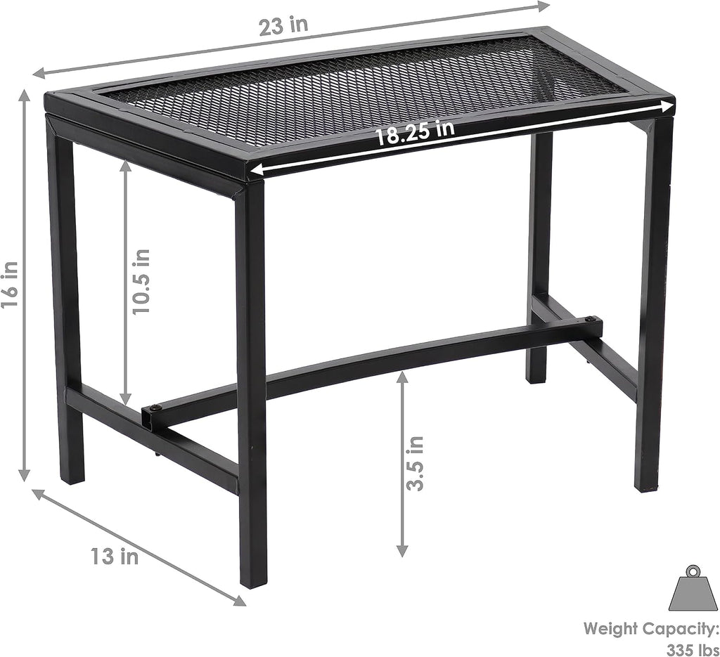 Black Metal Mesh Curved Fire Pit Bench Set‑2