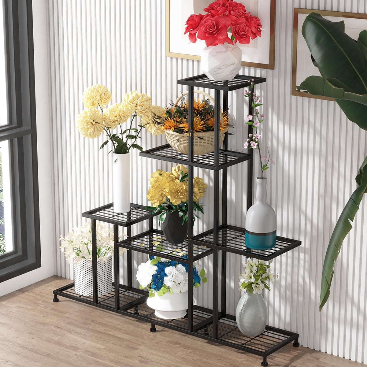 Black 5‑Tier Metal Plant Stand