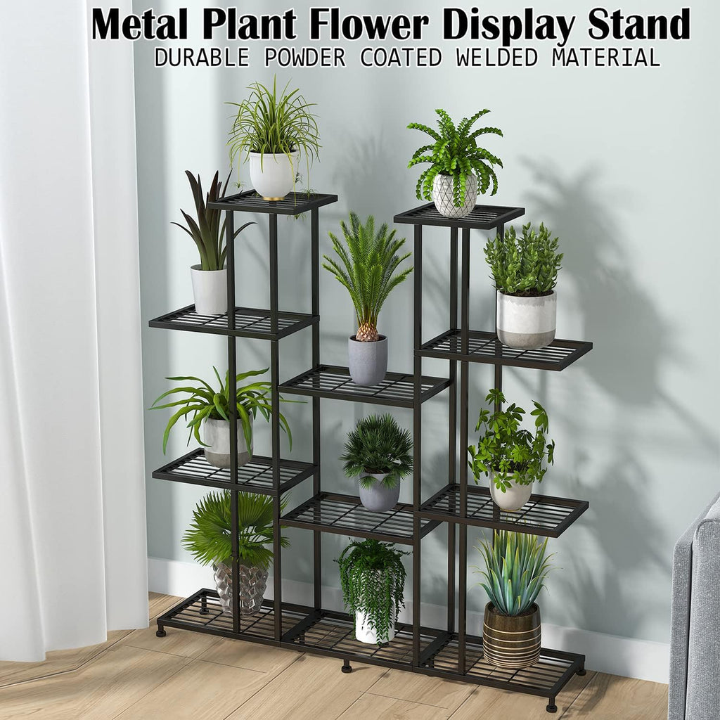 Black 9‑Tier Metal Plant Stand