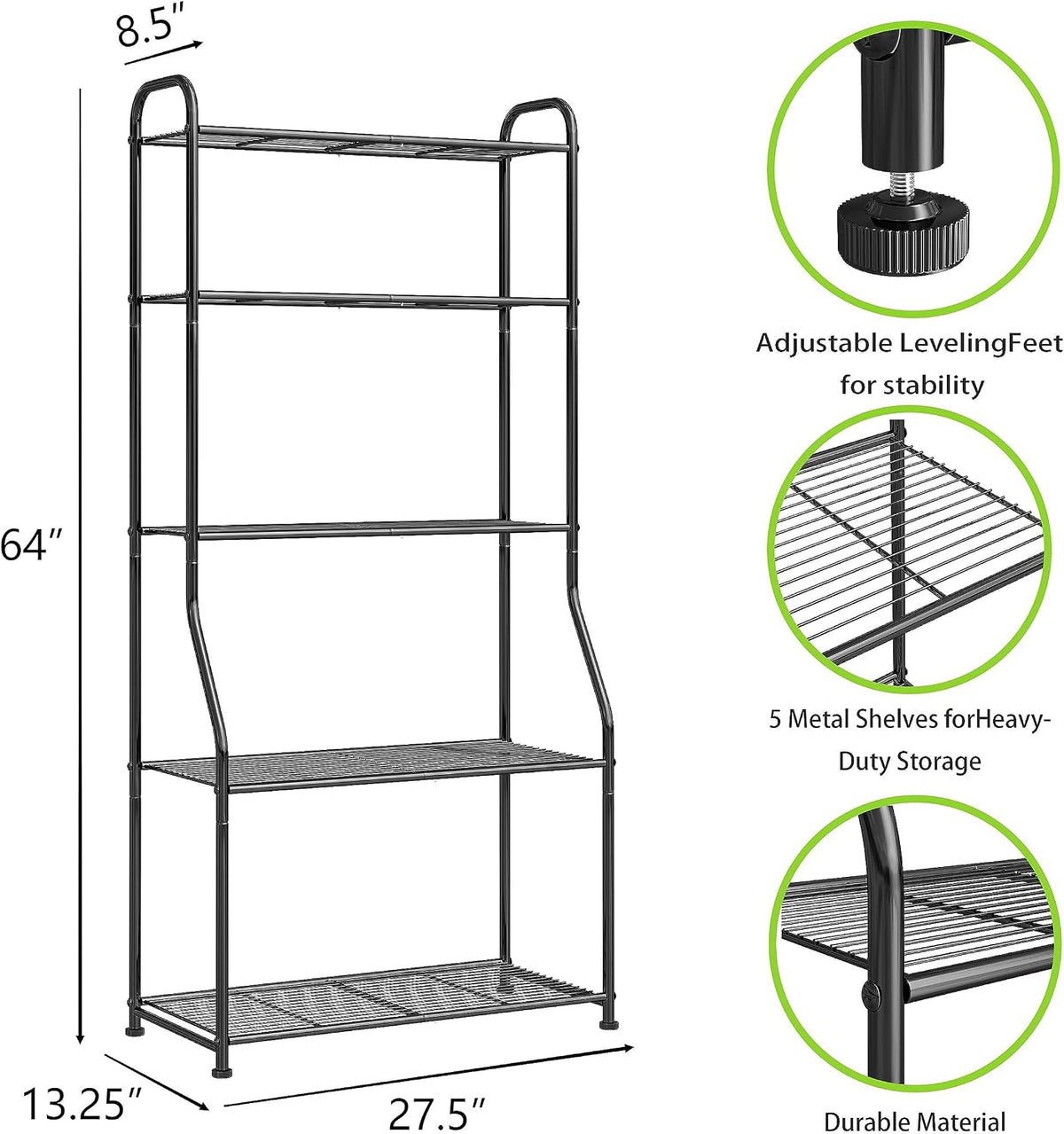 Black 5‑Tier Metal Plant Stand