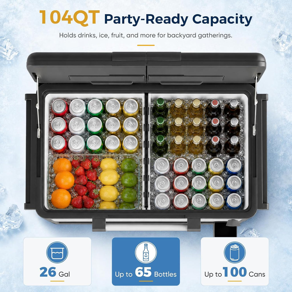 104 Quart Rolling Outdoor Cooler Cart