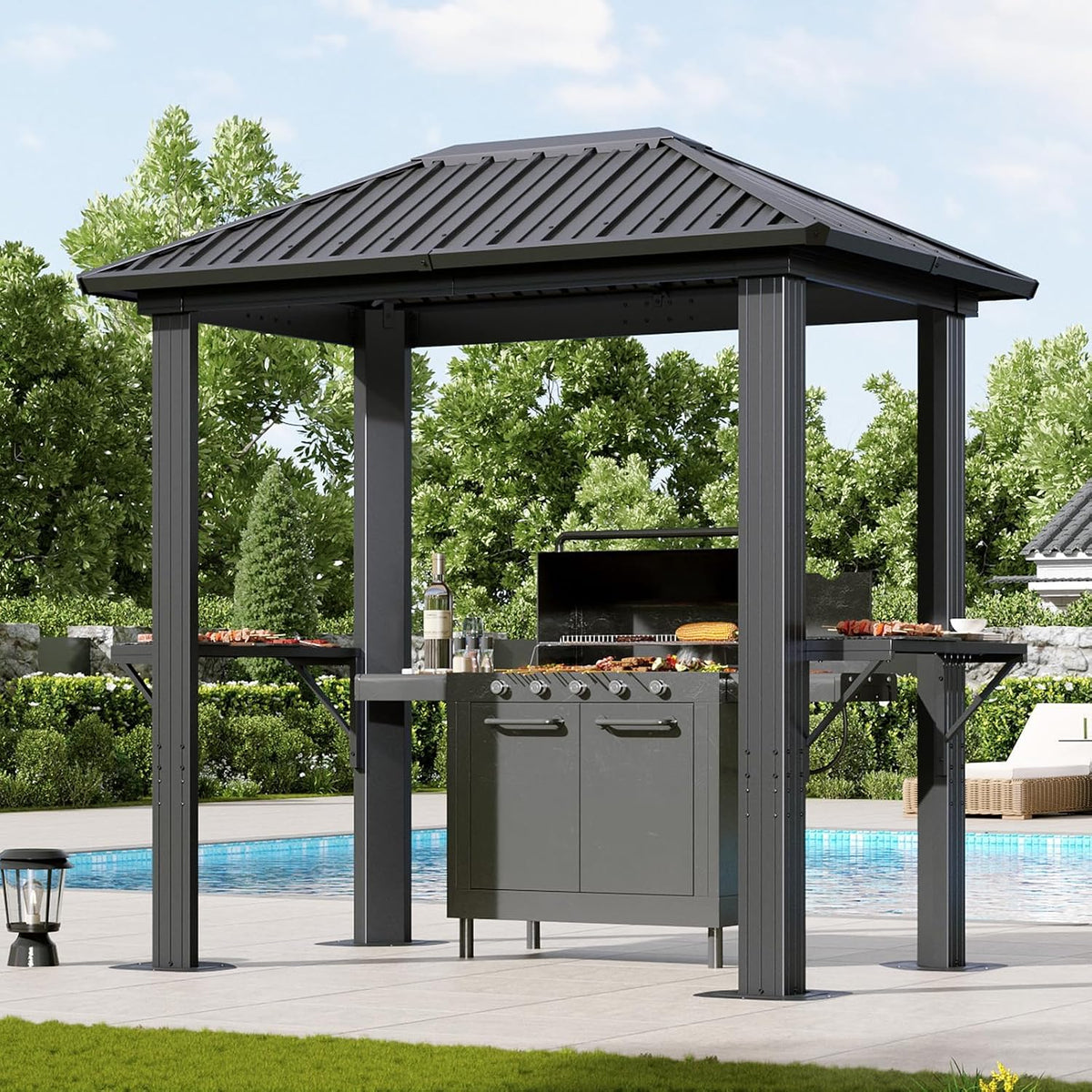 Gray 5'x8' Hardtop Grill Gazebo