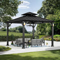 Black 10'x10' Hardtop Gazebo With LED Lights