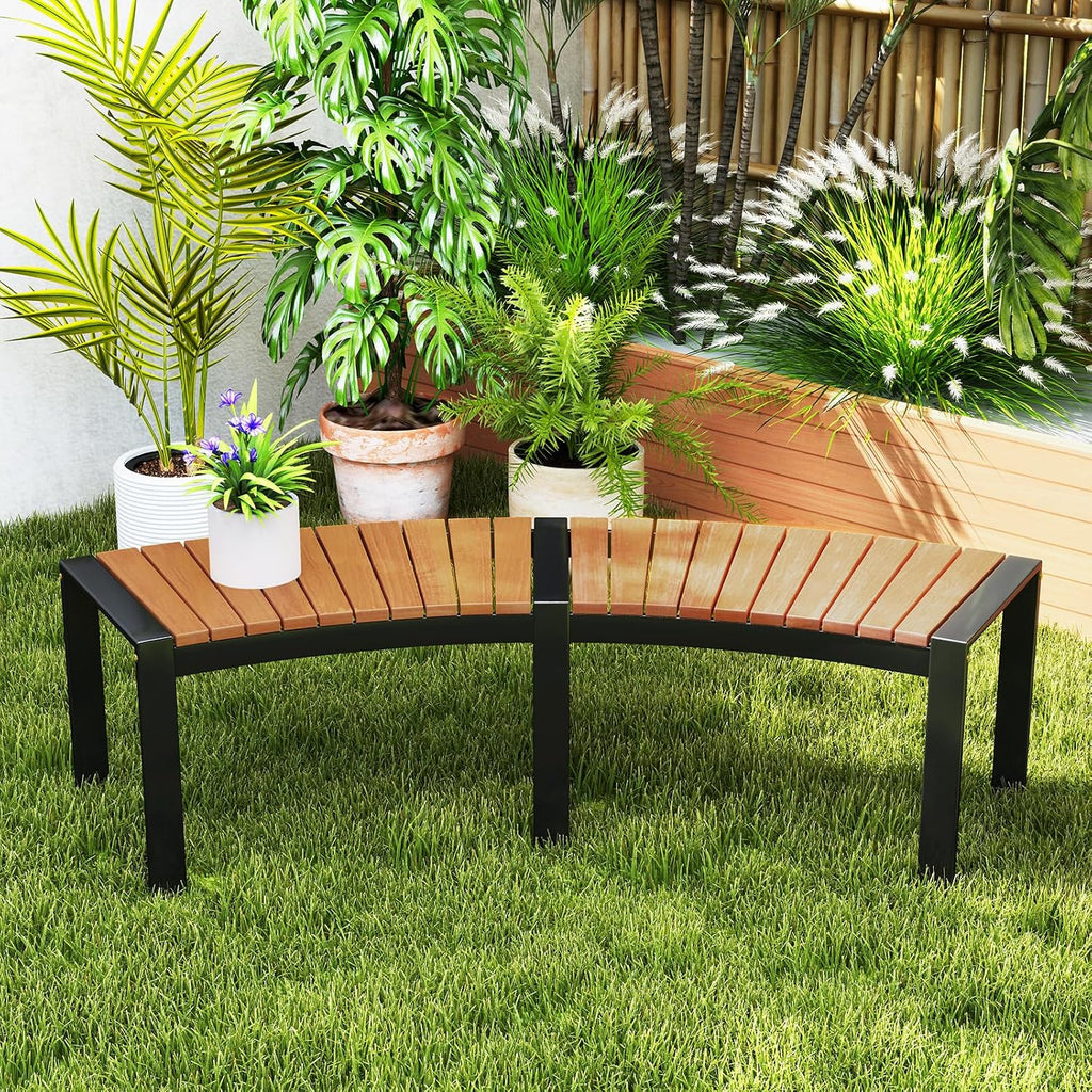 Oil‑Painted Acacia Curved Fire Pit Bench