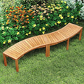 Natural Acacia Wood Curved Fire Pit Bench