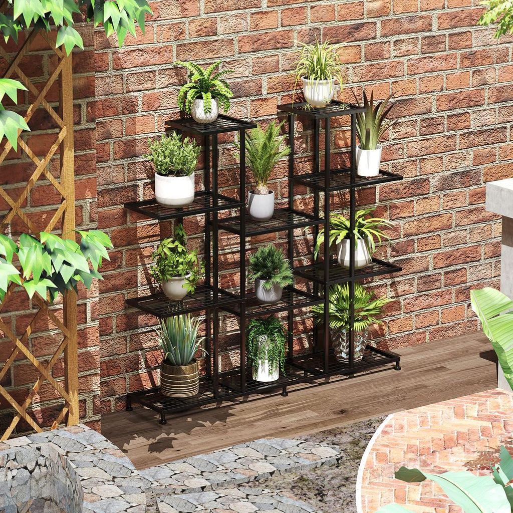 Black 9‑Tier Metal Plant Stand