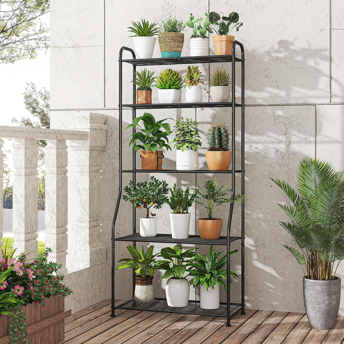Black 5‑Tier Metal Plant Stand