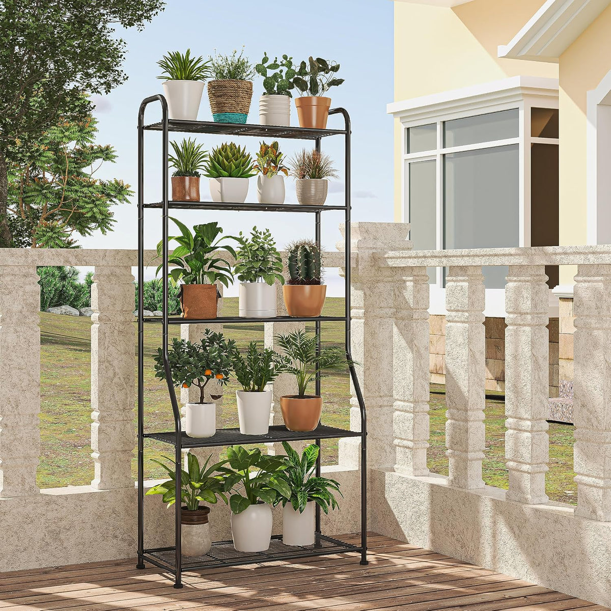 Black 5‑Tier Metal Plant Stand