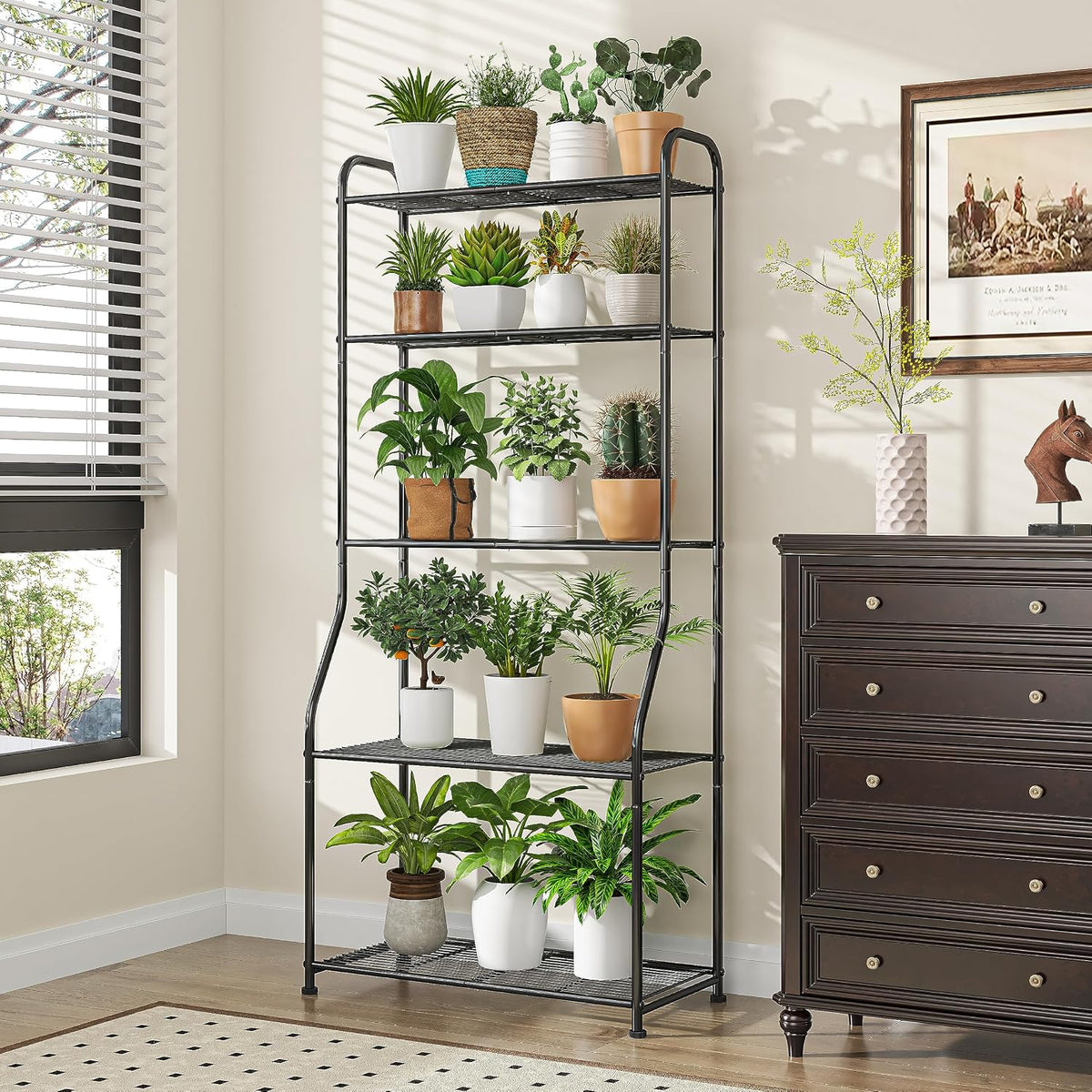 Black 5‑Tier Metal Plant Stand